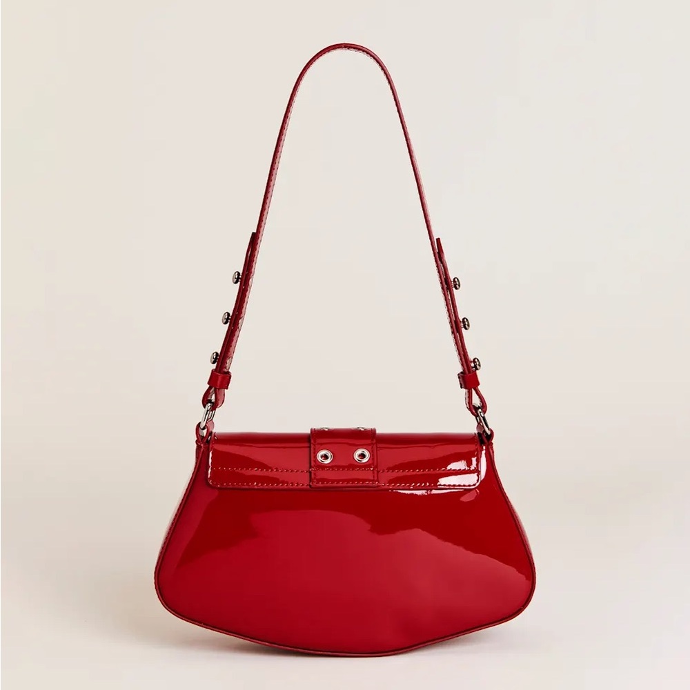 Reformation Rafaella Red Patent Leather Buckle Shoulder Bag NWT - Picture 5 of 5